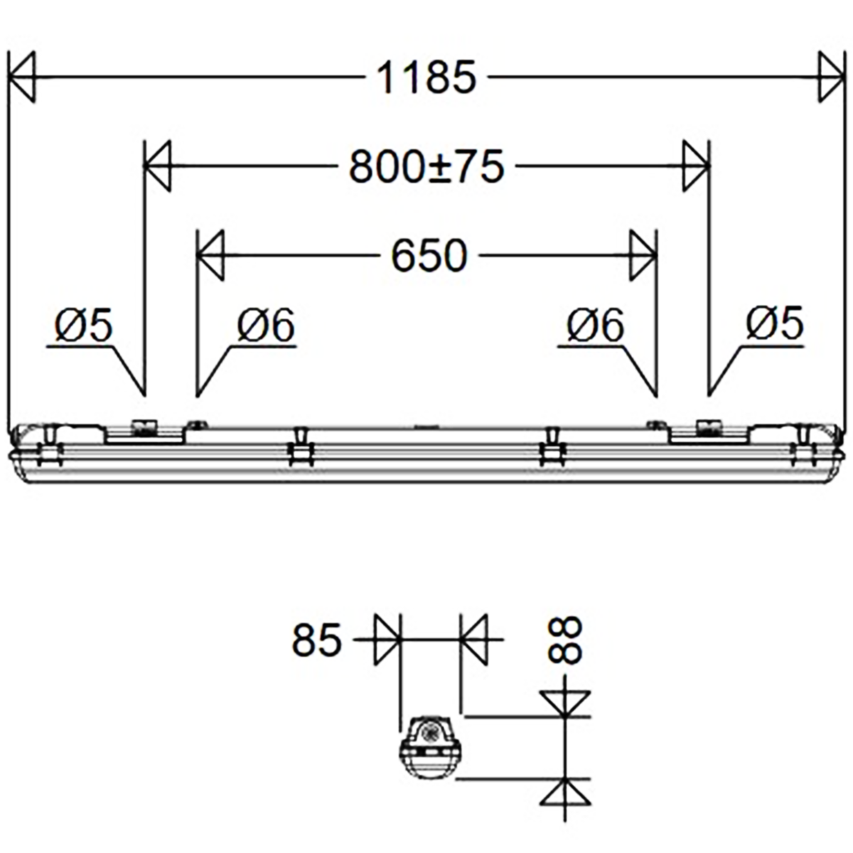 LED-Feuchtraumleuchte 167 12L42G2 HE CS