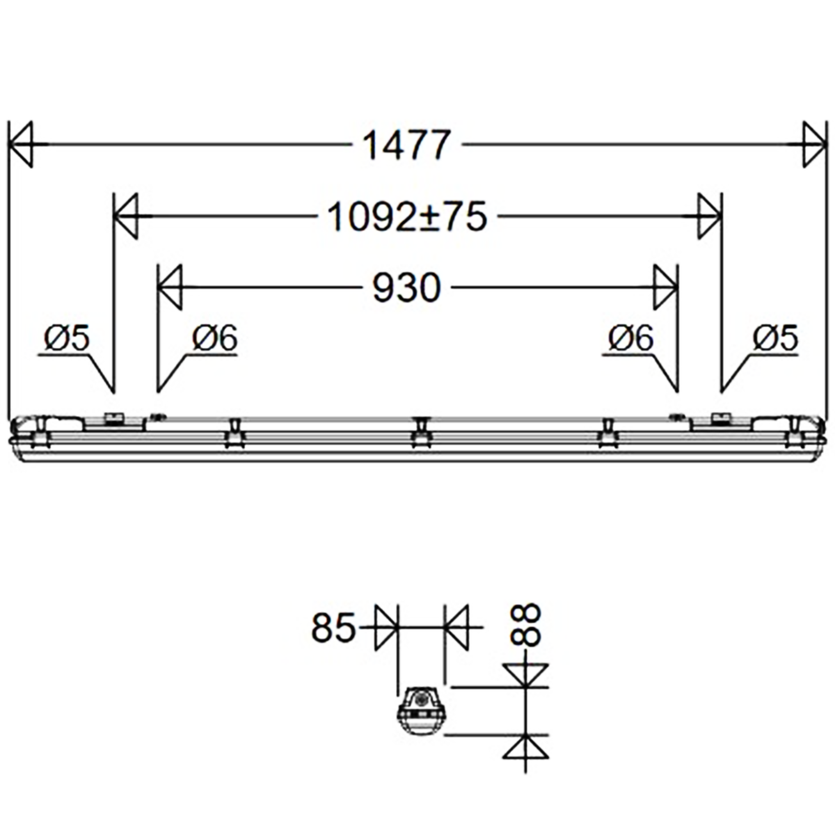 LED-Feuchtraumleuchte 167 15L34G2 T40 H50