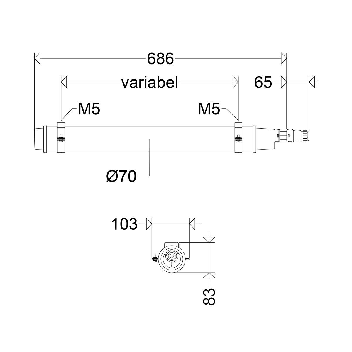 LED-Rohrleuchte 107 06L20 XR DIMD
