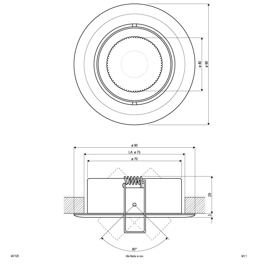 Einbauleuchte alu 447 128