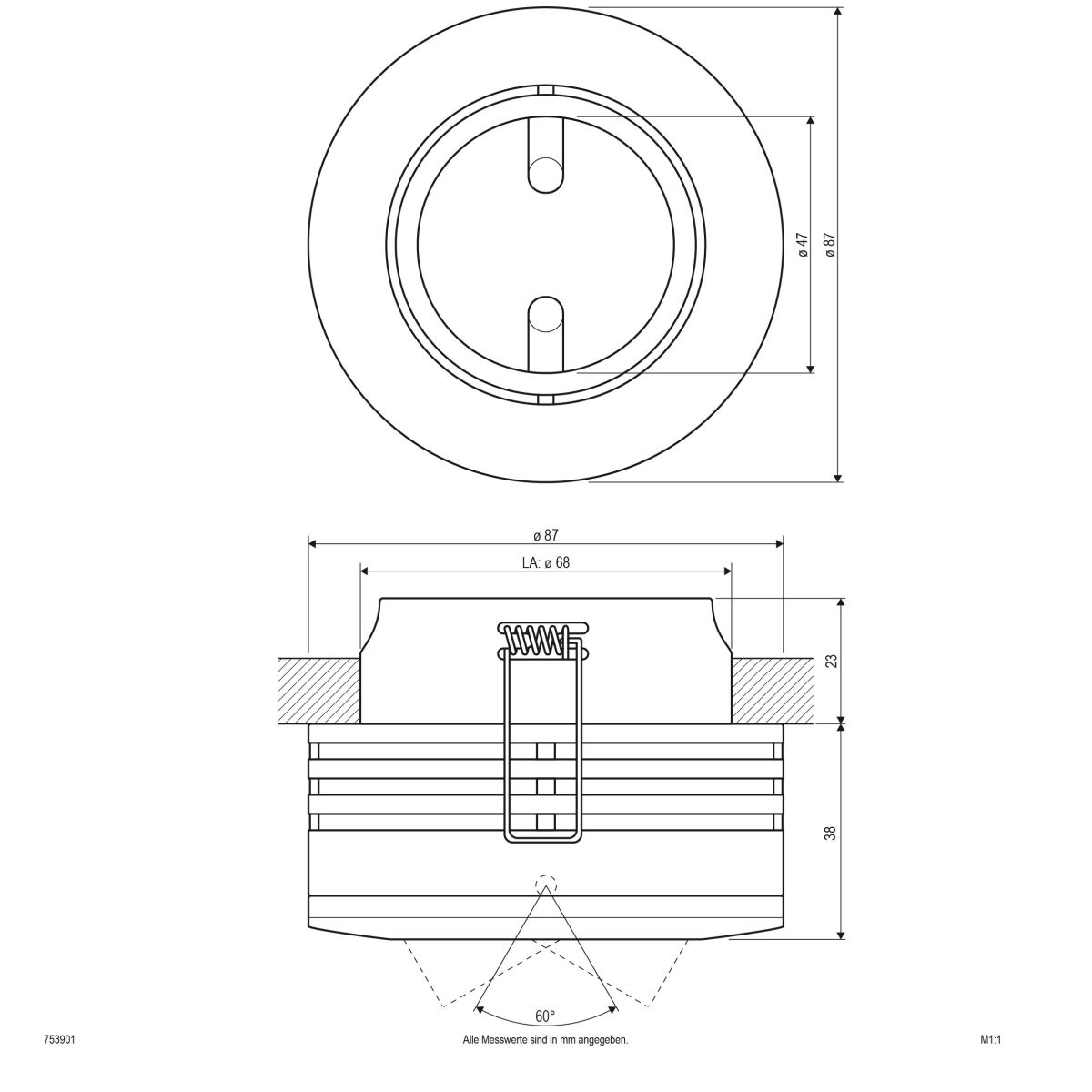 HV-Halbeinbauleuchte 753 901 ws