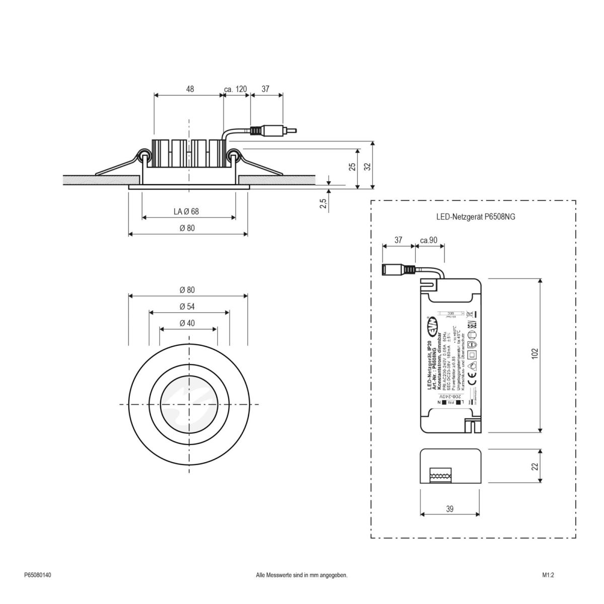 LED-Deckeneinbauleuchte P65080140