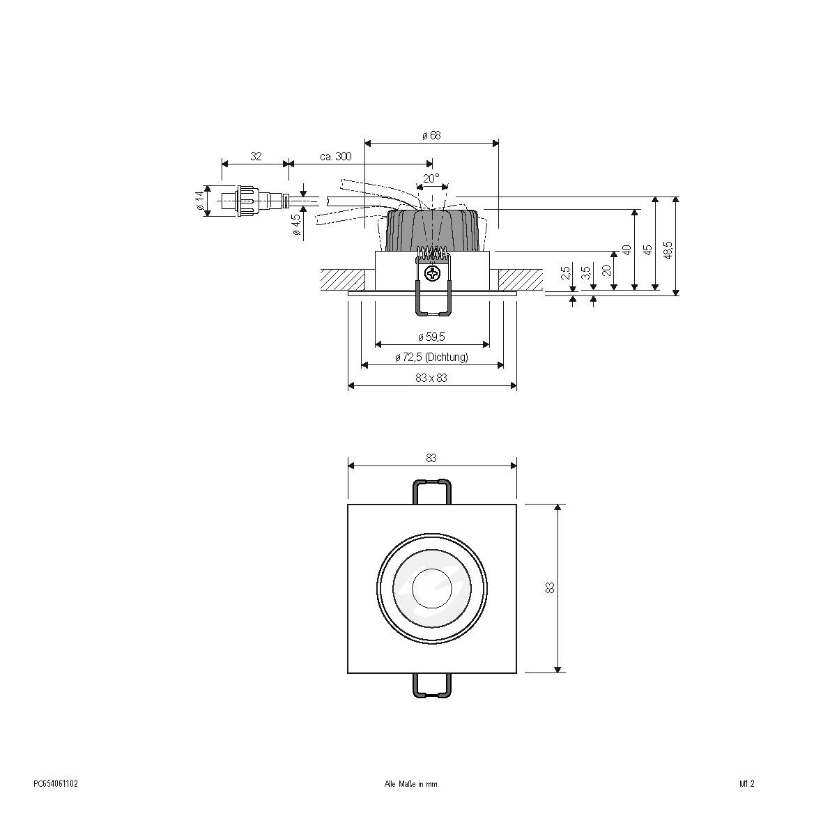 LED-Einbauleuchte IP65 PC654061102