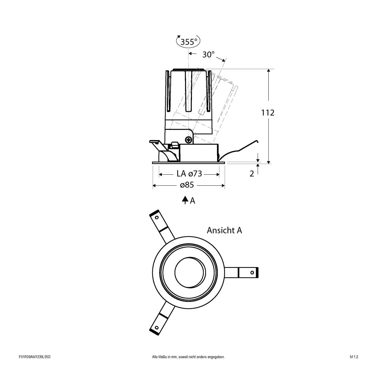 LED-Einbauleuchte modular F01R09AM1330L55D