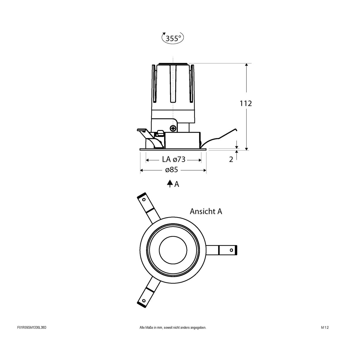 LED-Einbauleuchte modular F01R09SM1330L38D