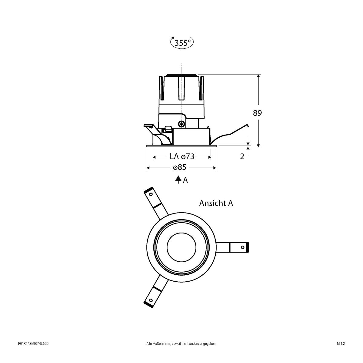 LED-Einbauleuchte modular F01R14SM0640L55D