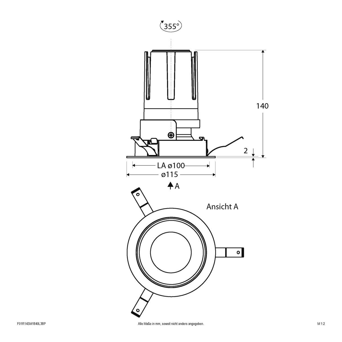 LED-Einbauleuchte modular F01R14SM1840L38P