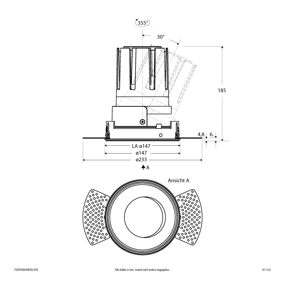 LED-Einbauleuchte modular F02R09AM3830L55D