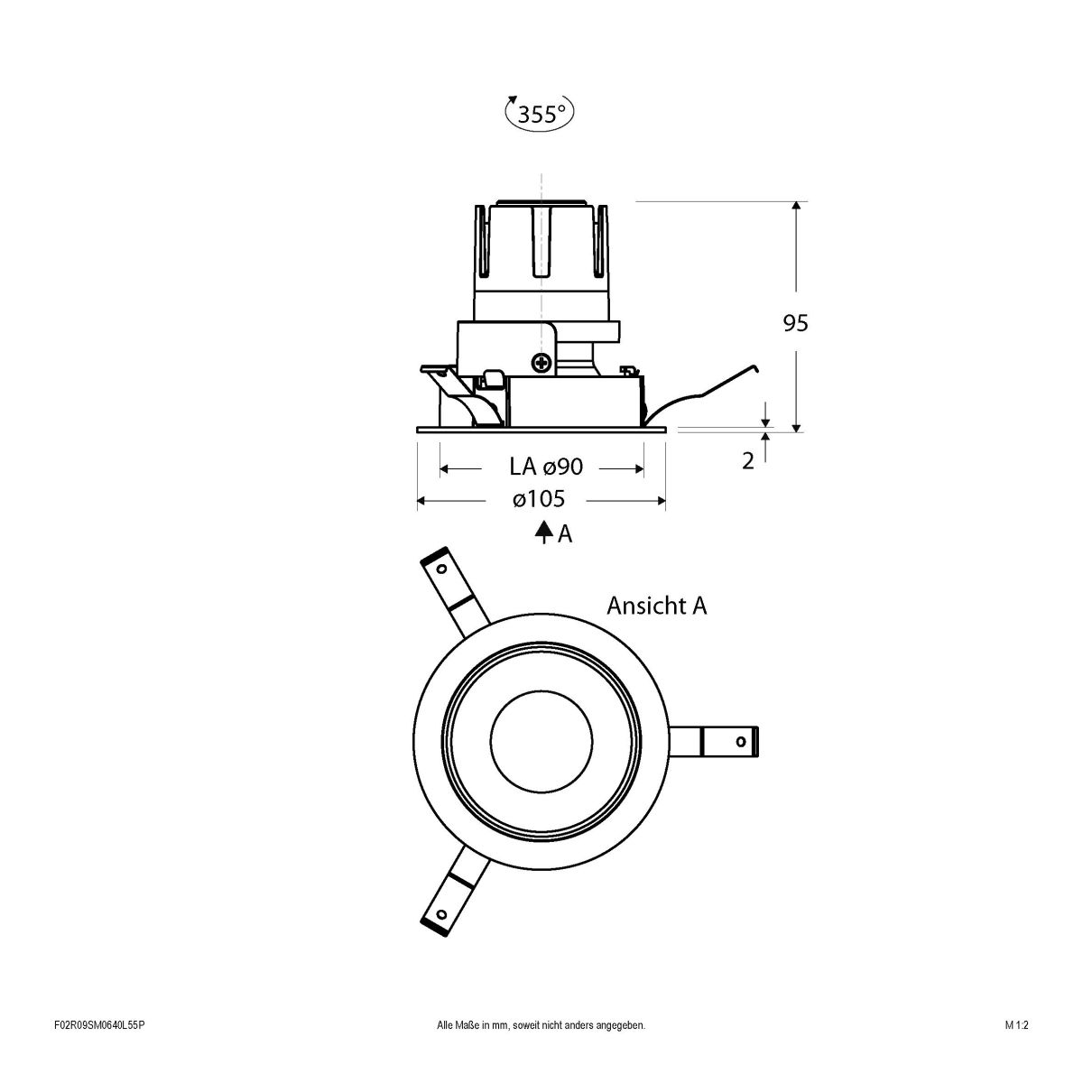 LED-Einbauleuchte modular F02R09SM0640L55P