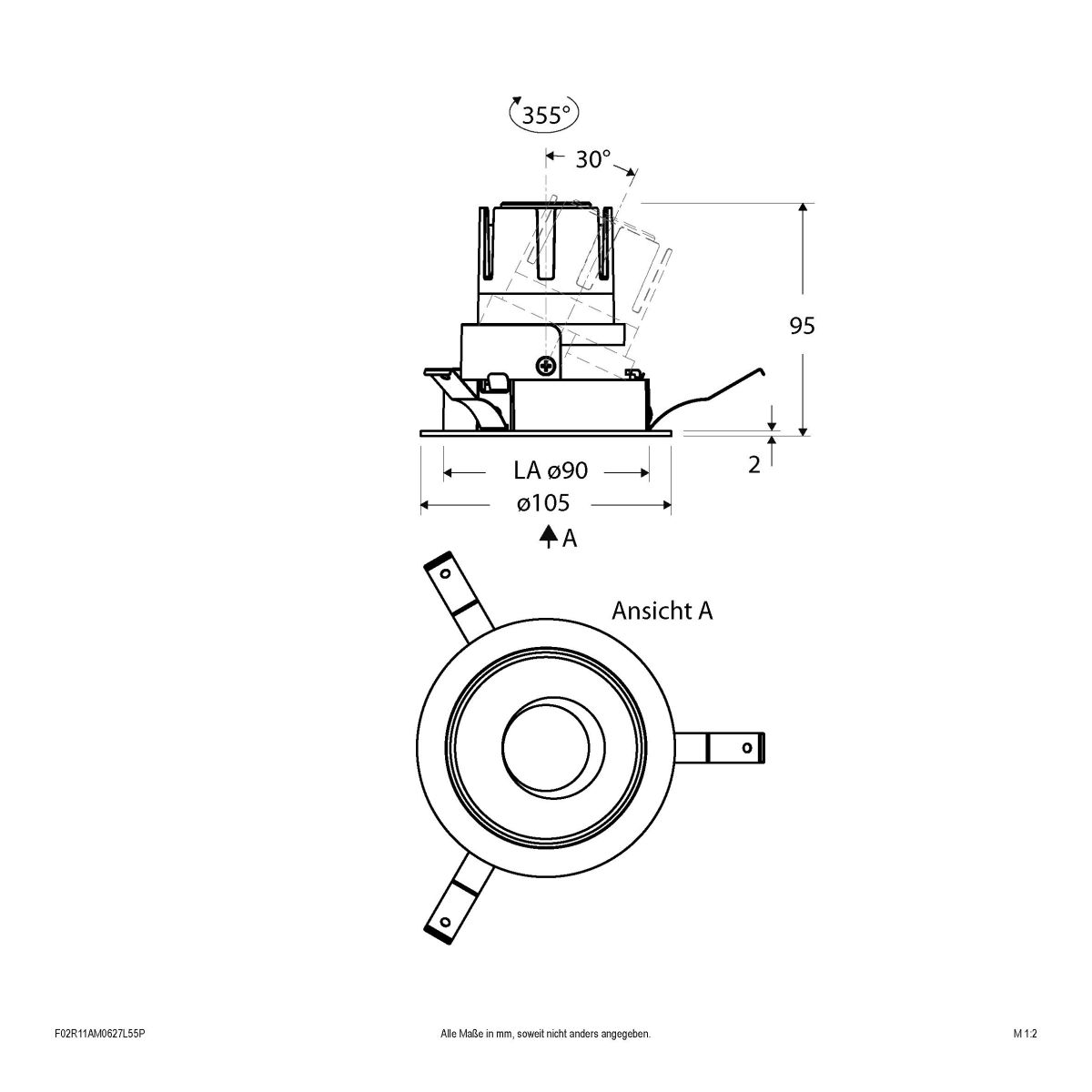 LED-Einbauleuchte modular F02R11AM0627L55P