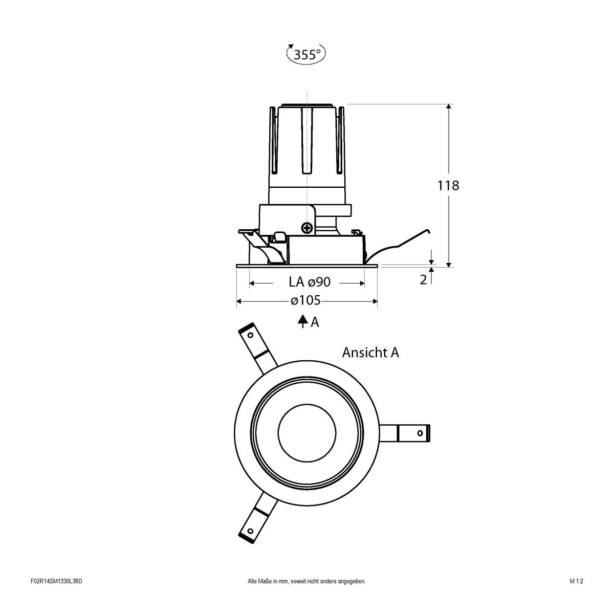 LED-Einbauleuchte modular F02R14SM1330L38D