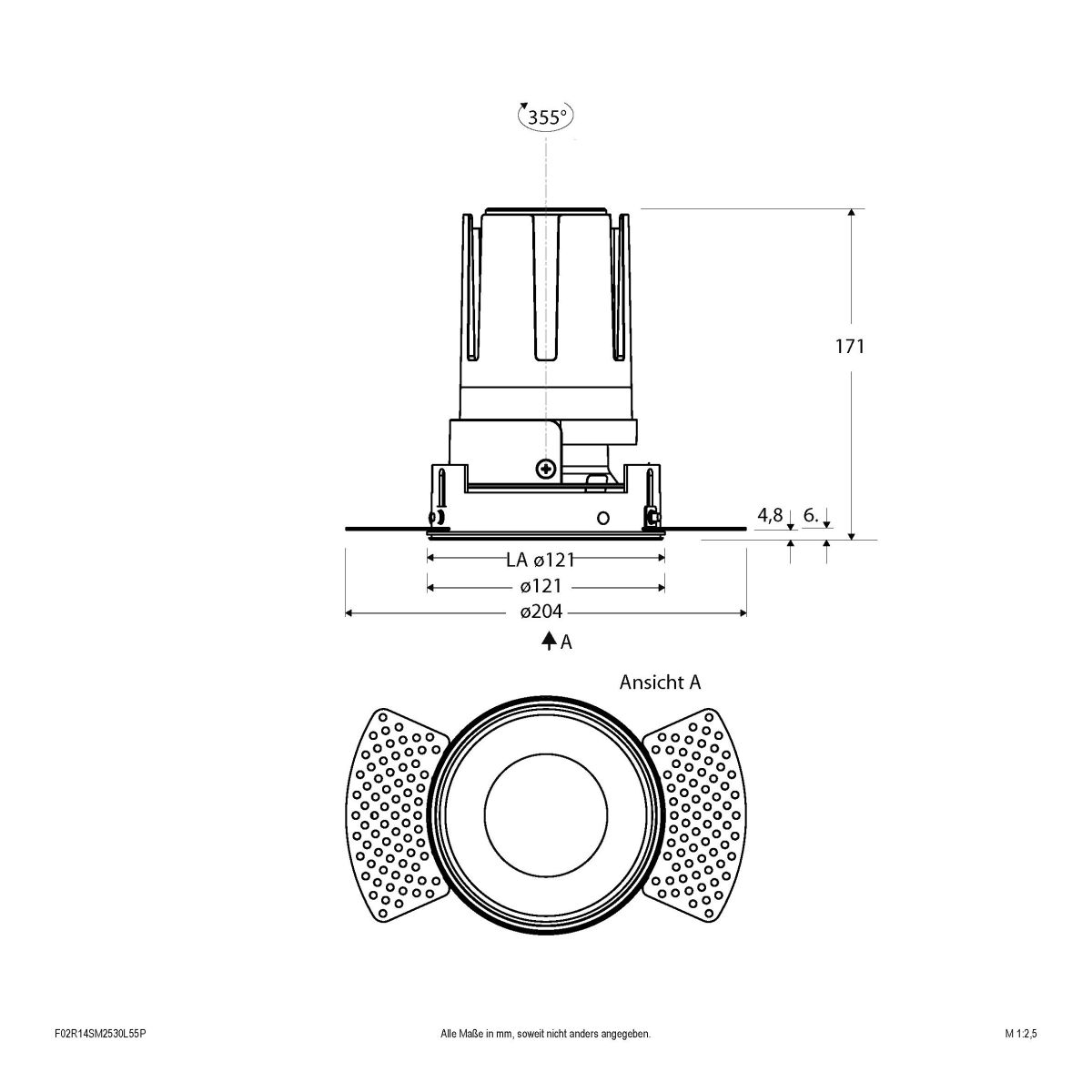 LED-Einbauleuchte modular F02R14SM2530L55P