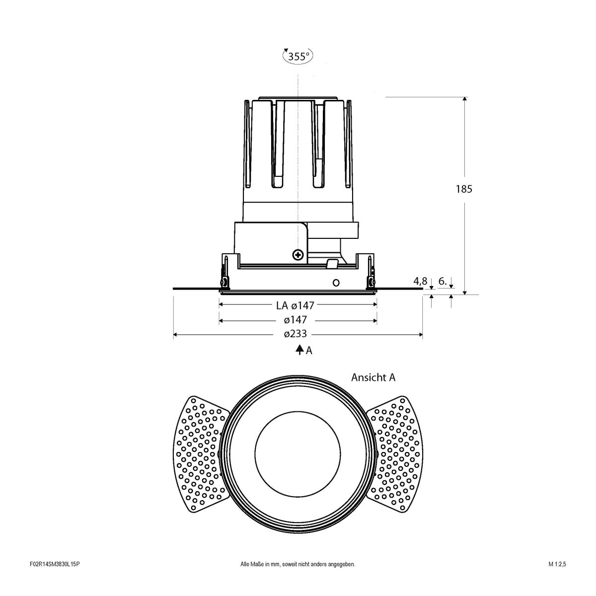 LED-Einbauleuchte modular F02R14SM3830L15P
