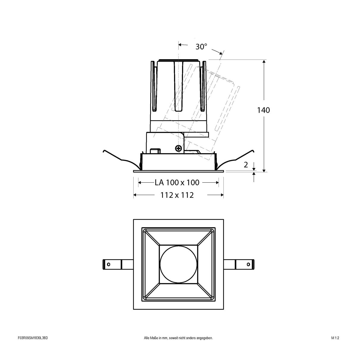 LED-Einbauleuchte modular F03R09SM1830L38D