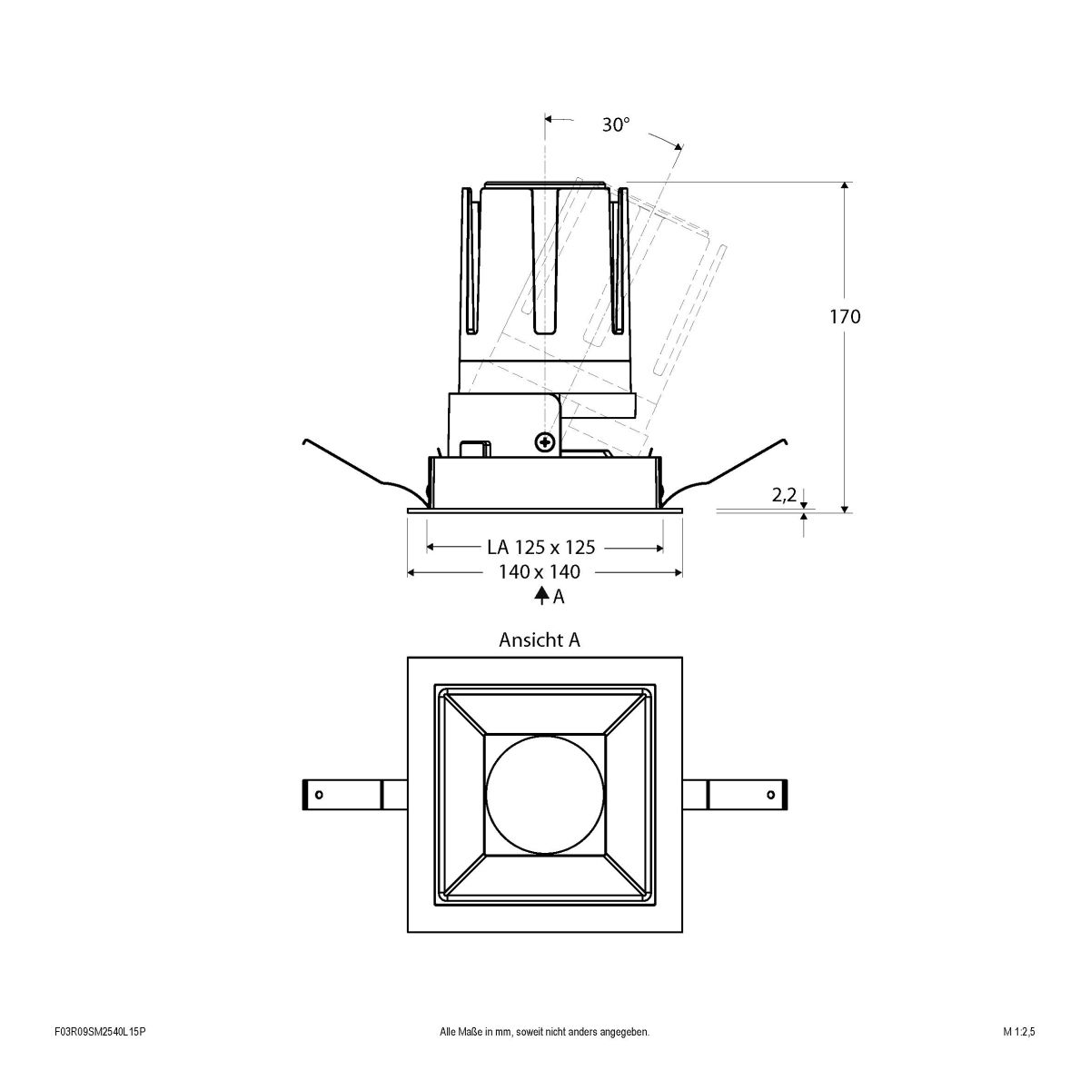 LED-Einbauleuchte modular F03R09SM2540L15P