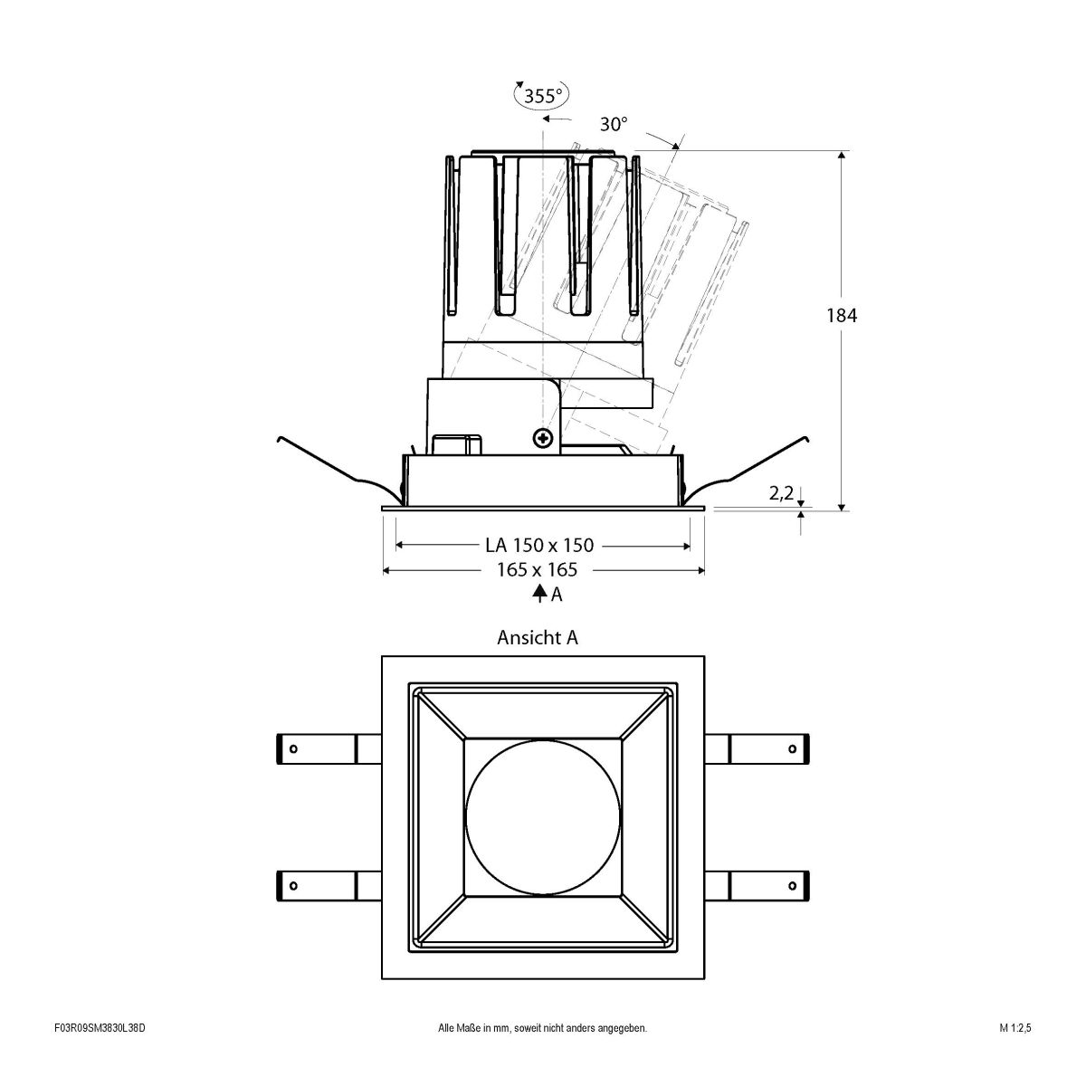 LED-Einbauleuchte modular F03R09SM3830L38D
