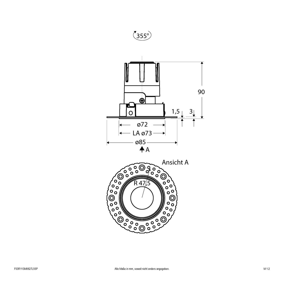 LED-Einbauleuchte modular F03R11SM0627L55P