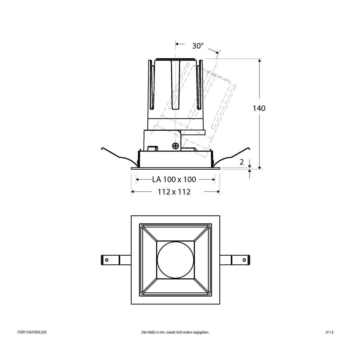 LED-Einbauleuchte modular F03R11SM1830L55D
