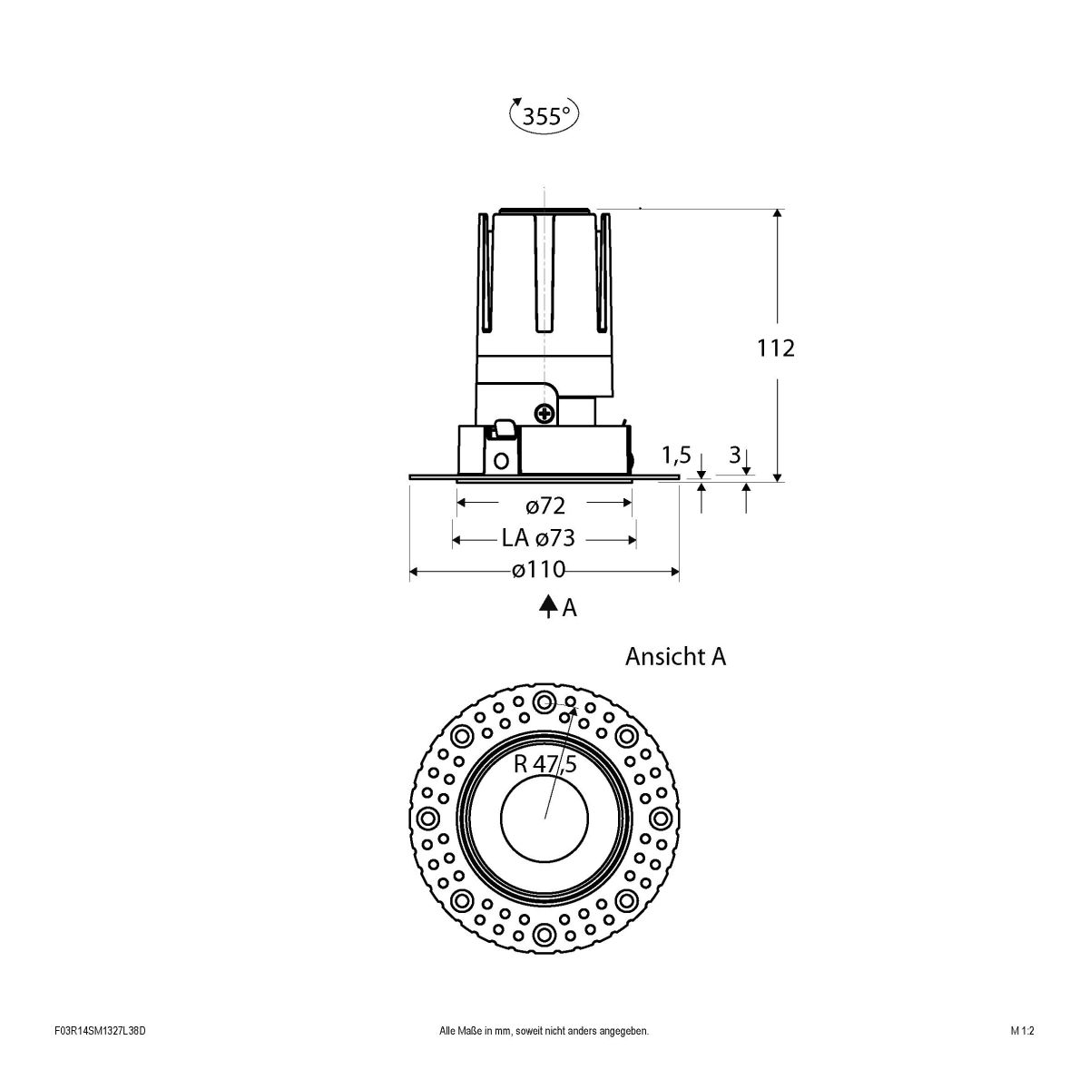 LED-Einbauleuchte modular F03R14SM1327L38D