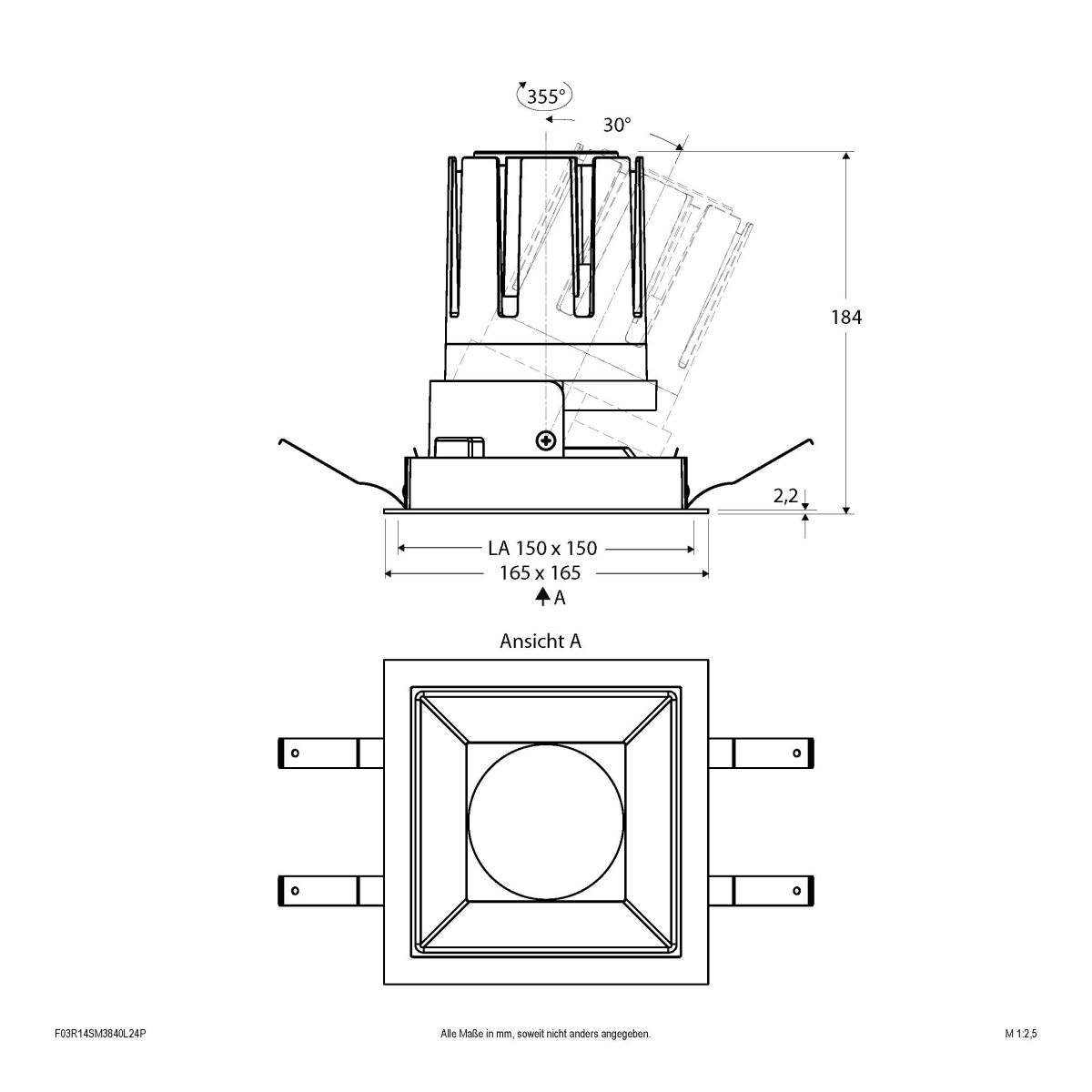 LED-Einbauleuchte modular F03R14SM3840L24P