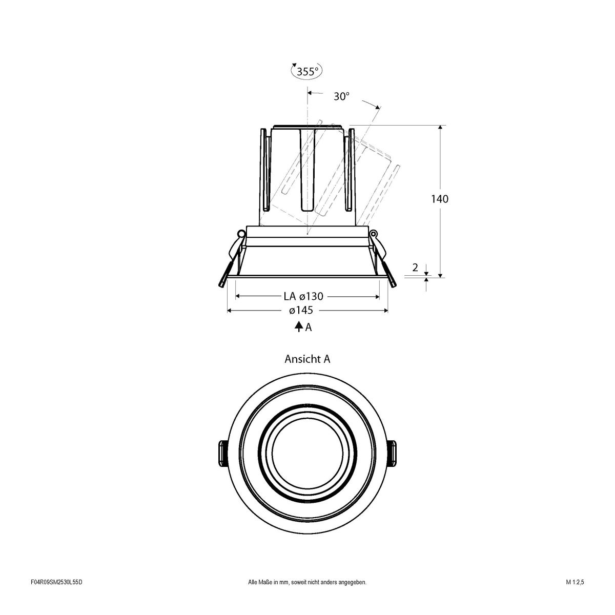 LED-Einbauleuchte modular F04R09SM2530L55D