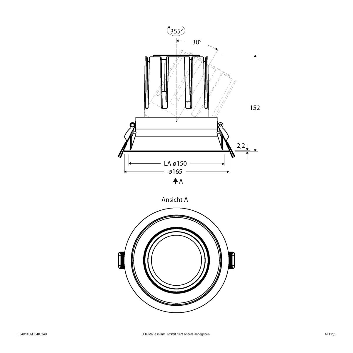 LED-Einbauleuchte modular F04R11SM3840L24D