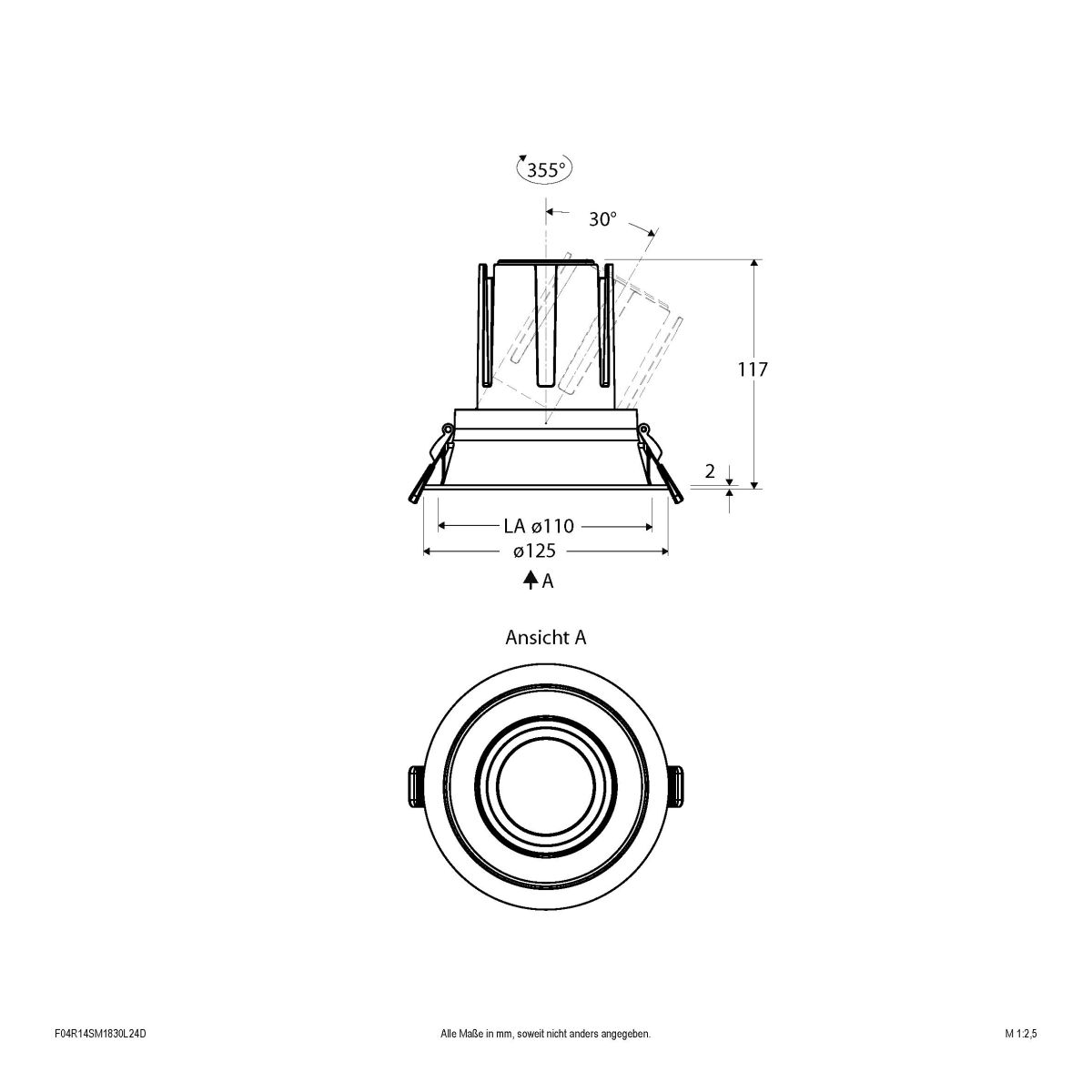 LED-Einbauleuchte modular F04R14SM1830L24D