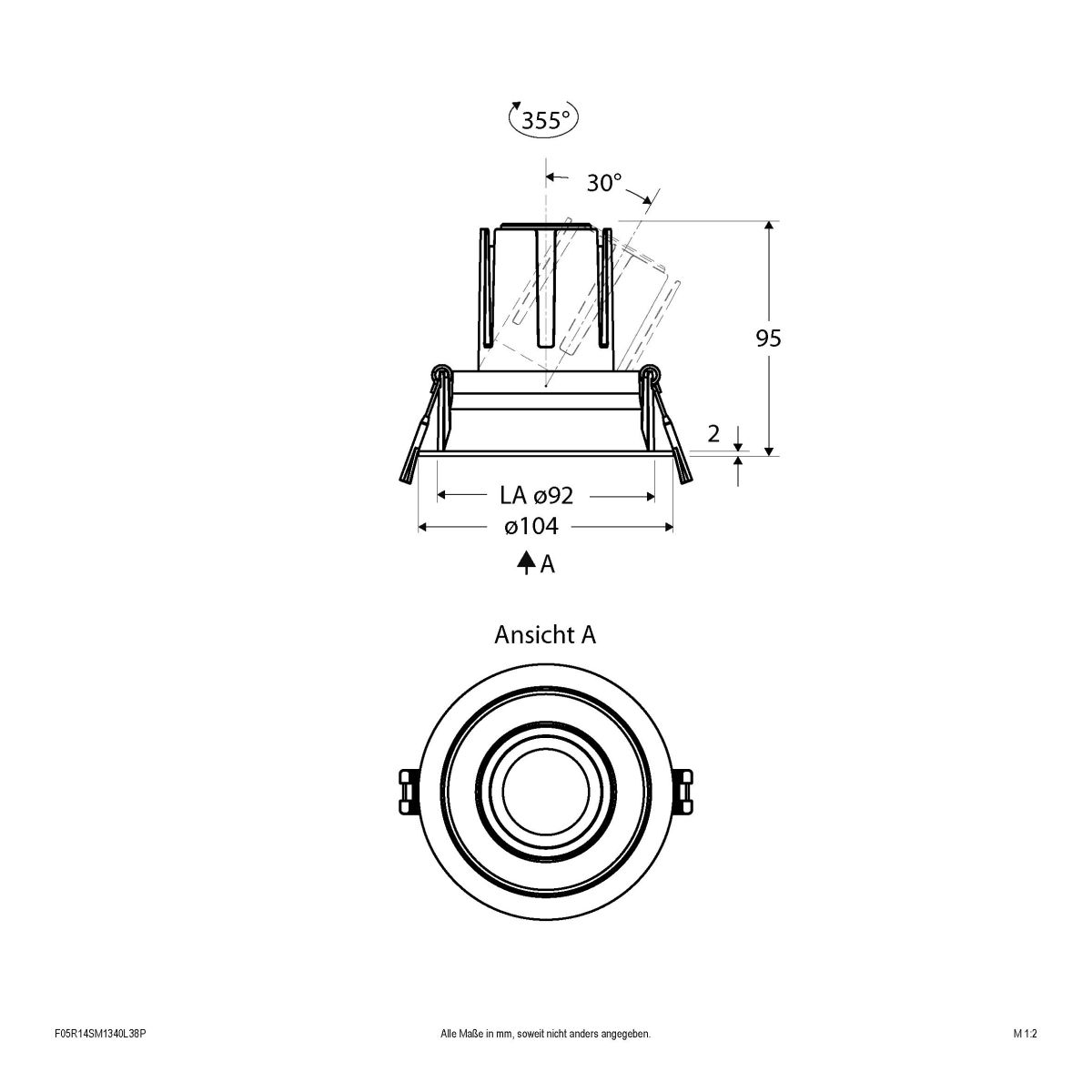 LED-Einbauleuchte modular F05R14SM1340L38P