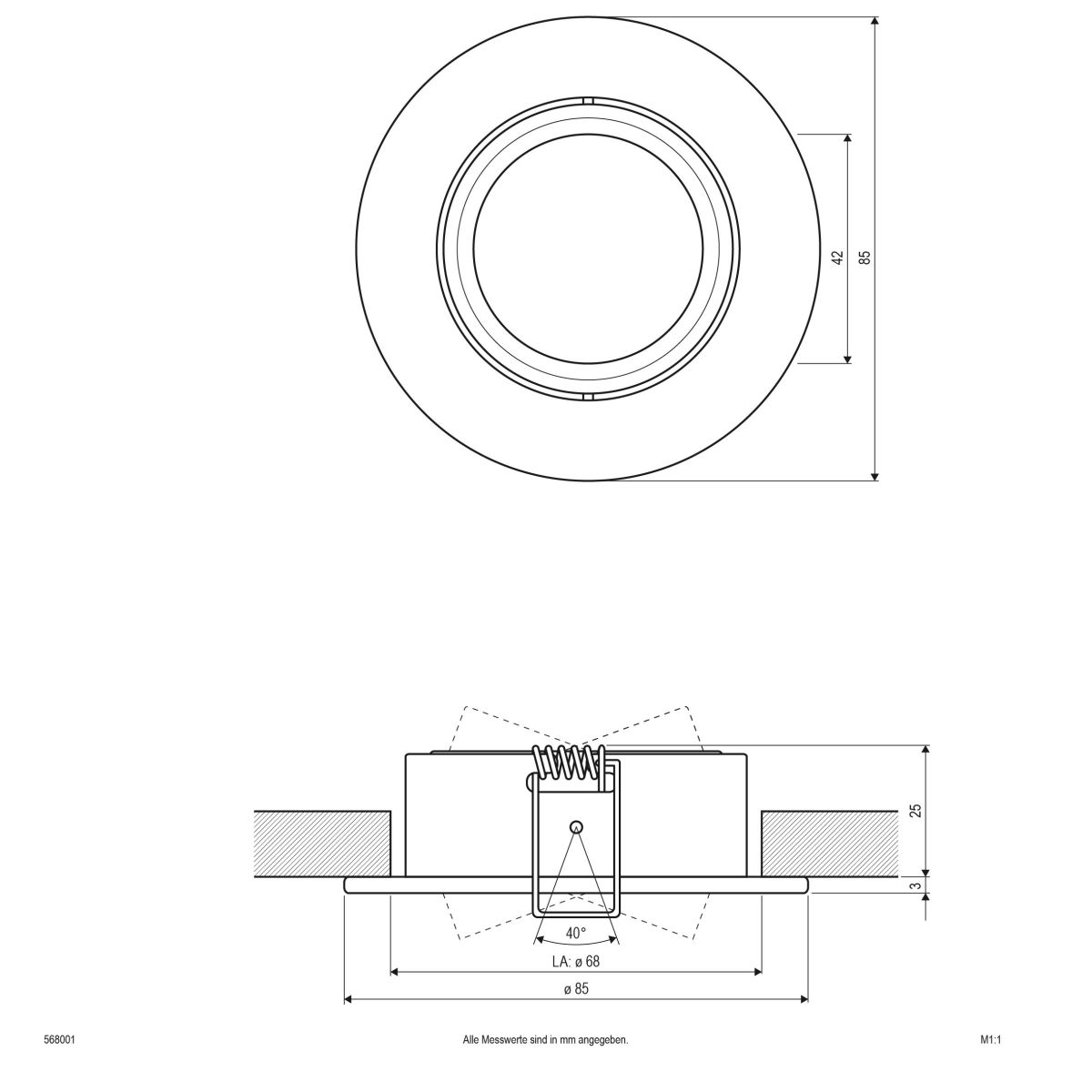 NV Deckeneinbauleuchte 568001