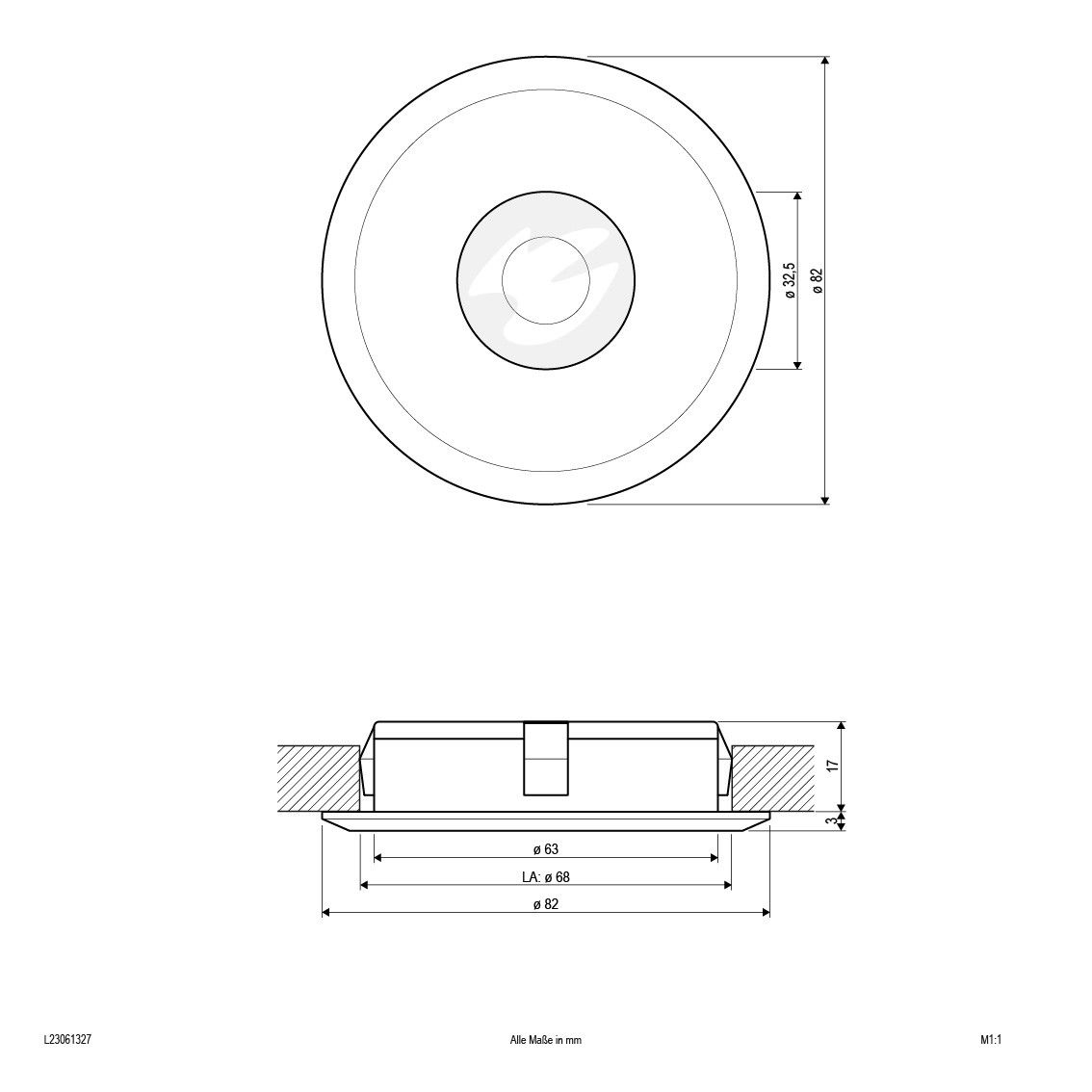 P-LED Deckeneinbauleuchte L23061327