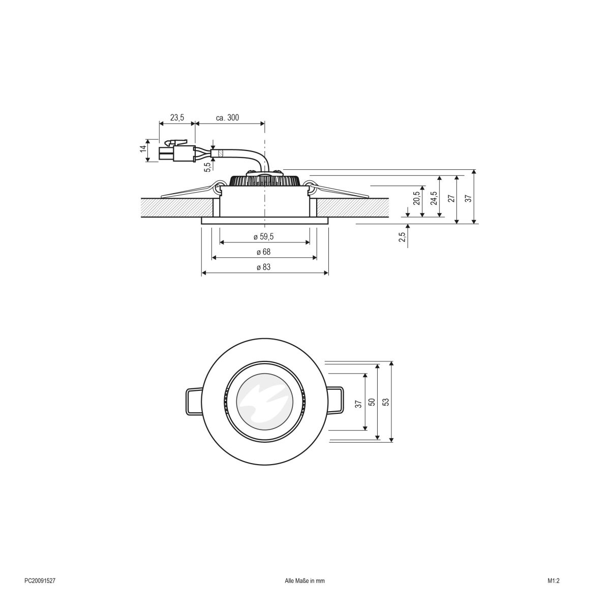 P-LED Deckeneinbauleuchte PC20091527