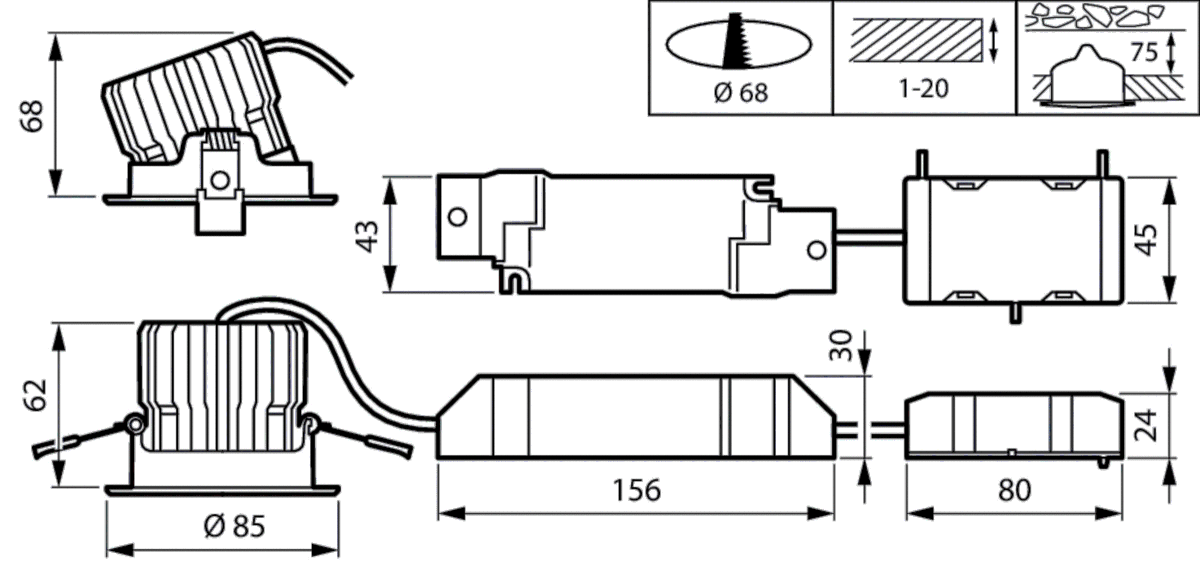 LED-Einbaustrahler RS156B LED #94094999