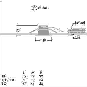 LED-Deckeneinbauleuchte CHAL31001400840EH.SB