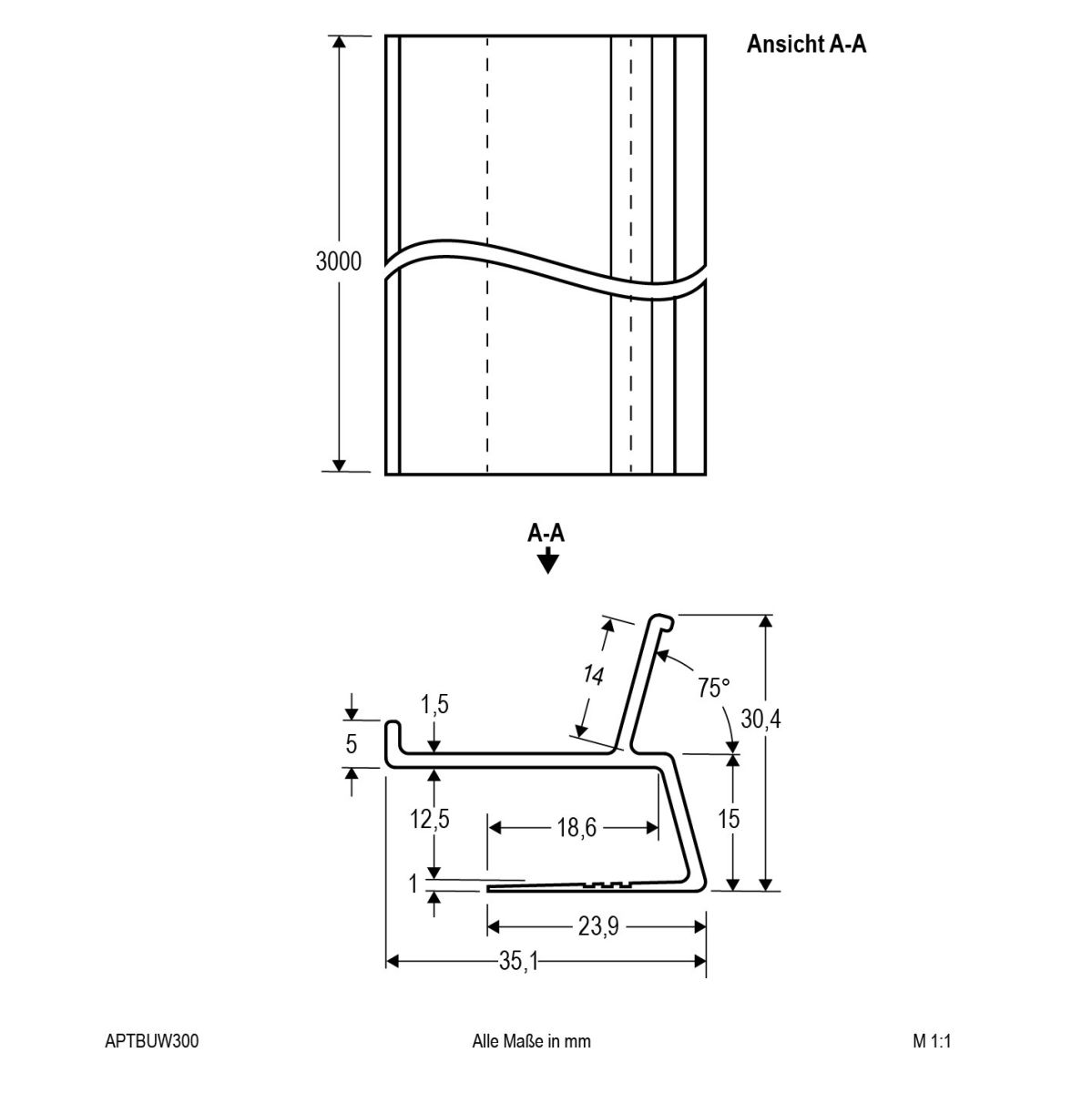 Trockenbauprofil APTBUW300