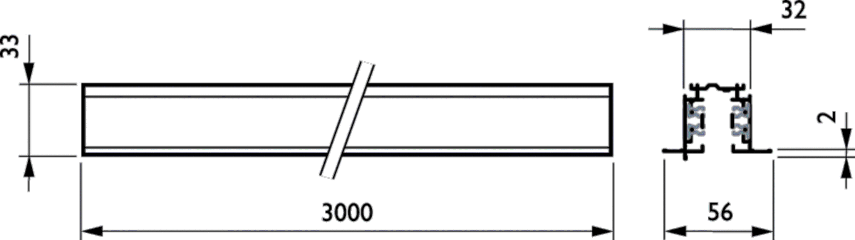 3-Phasen-Stromschiene RBS750 3C L3000 WH