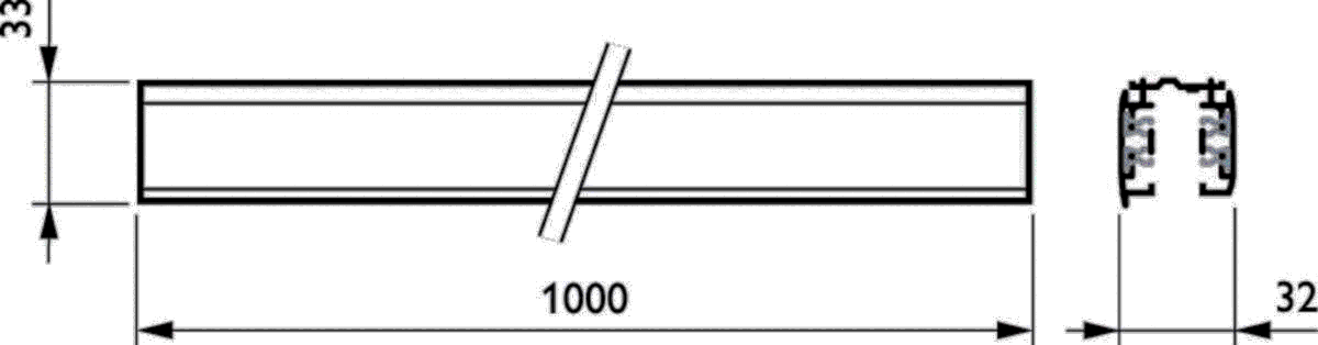 3-Phasen-Stromschiene RCS750 3C L1000 BK