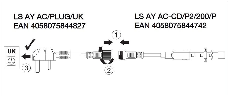 Netzkabel für LED-Stripe LS AY AC PLUG UK