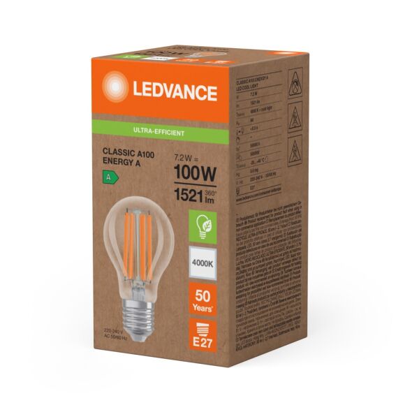 LED-Lampe E27 LCA100FilEEAS7.2840C