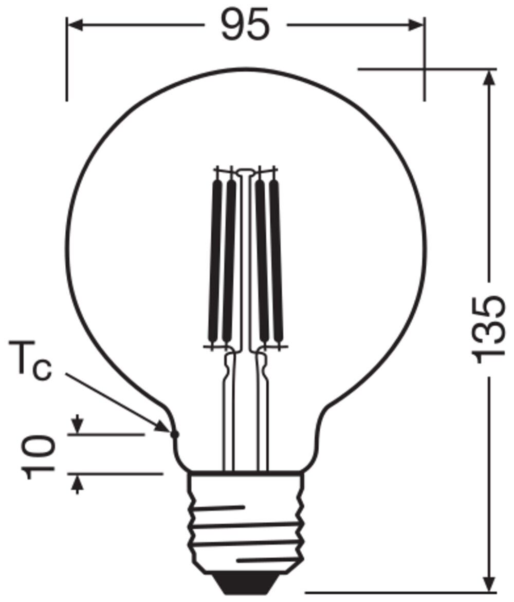 LED-Globelampe GB95 E27 LEDCl #4099854236990