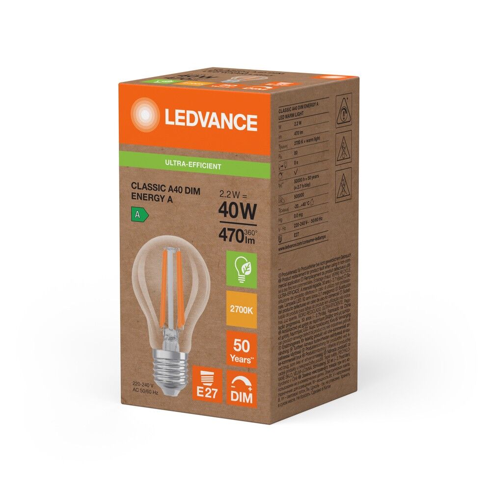 LED-Lampe E27 LCA40FilDEEAS2.2827C