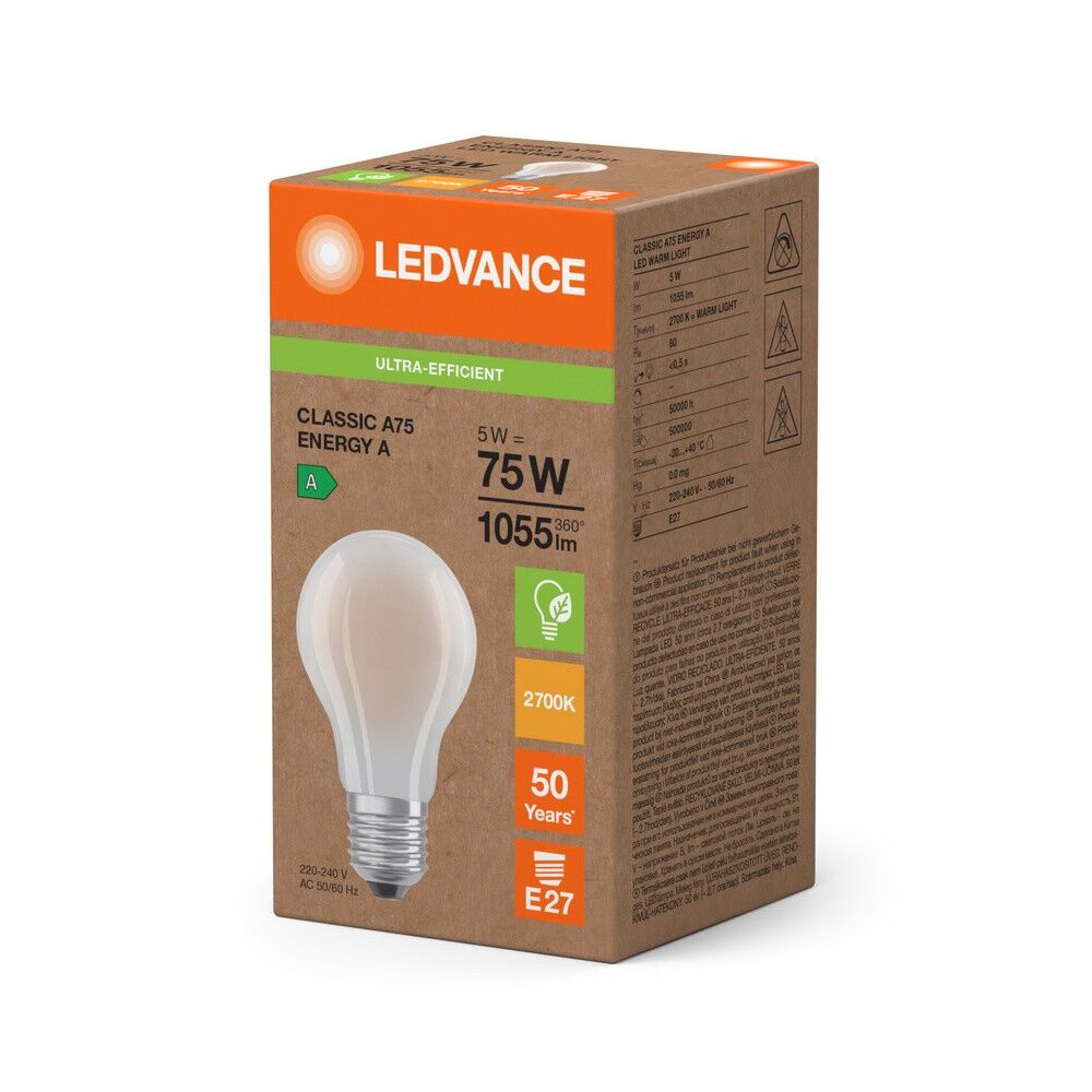 LED-Lampe E27 LCA75FilEEAS5W827FR