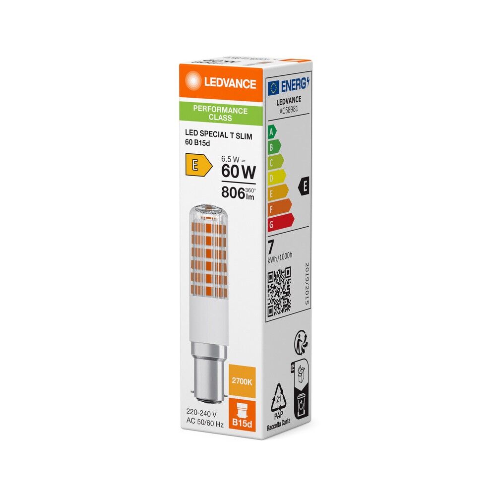 LED-Lampe SLIM B15d 6,5W 806lm 2700K 360°