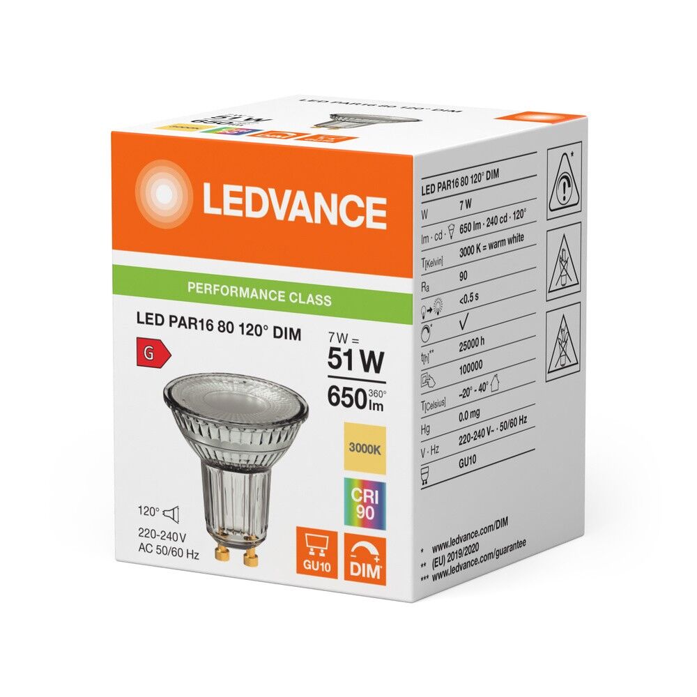 LED-Reflektorlampe GU10 3000K 7,0W 650lm 120° dimmbar