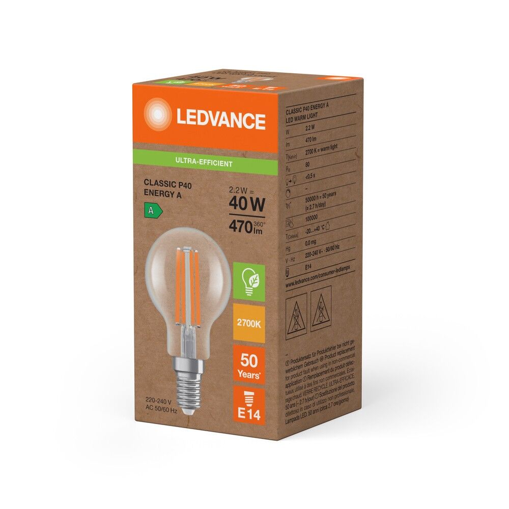 LED-Tropfenlampe E14 LCP40FilEEAS2.2827CL