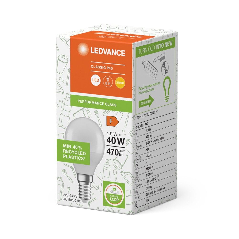LED-Tropfenlampe E14 LCP40PCR4.9W827FRE14