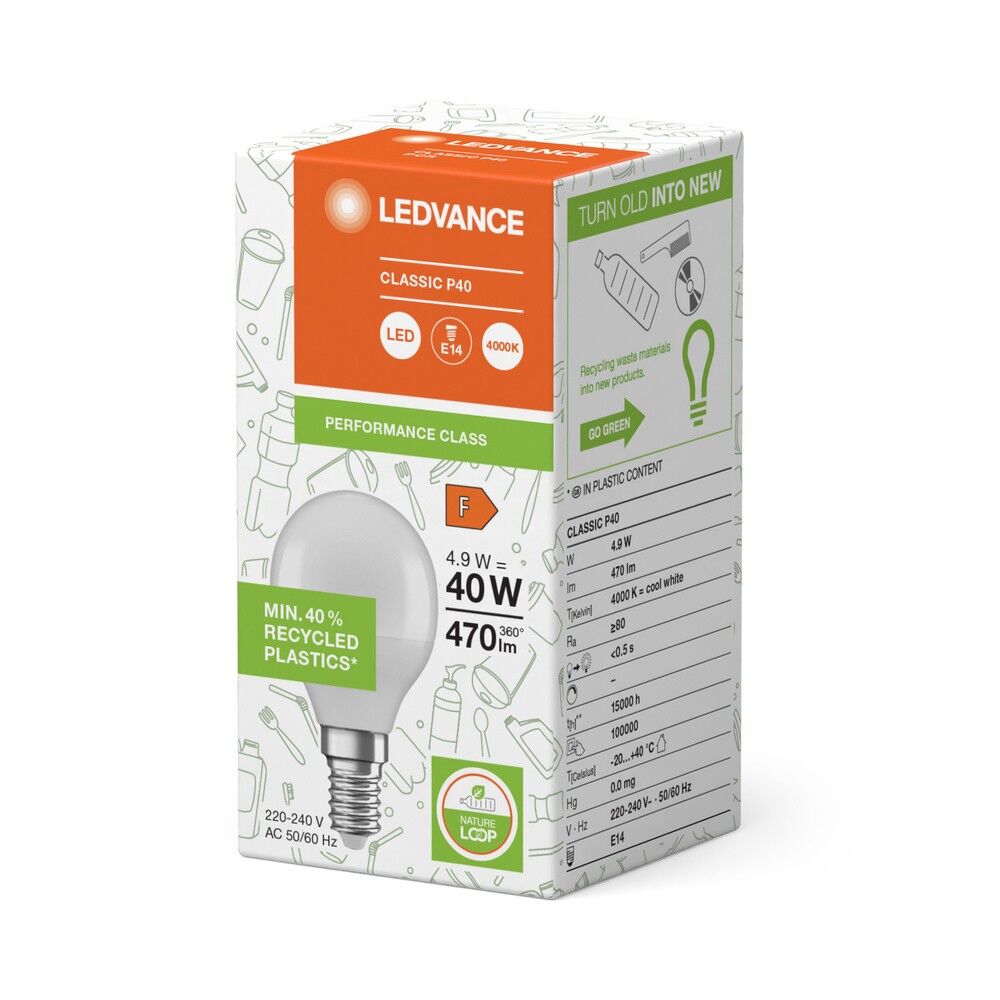 LED-Tropfenlampe E14 LCP40PCR4.9W840FRE14