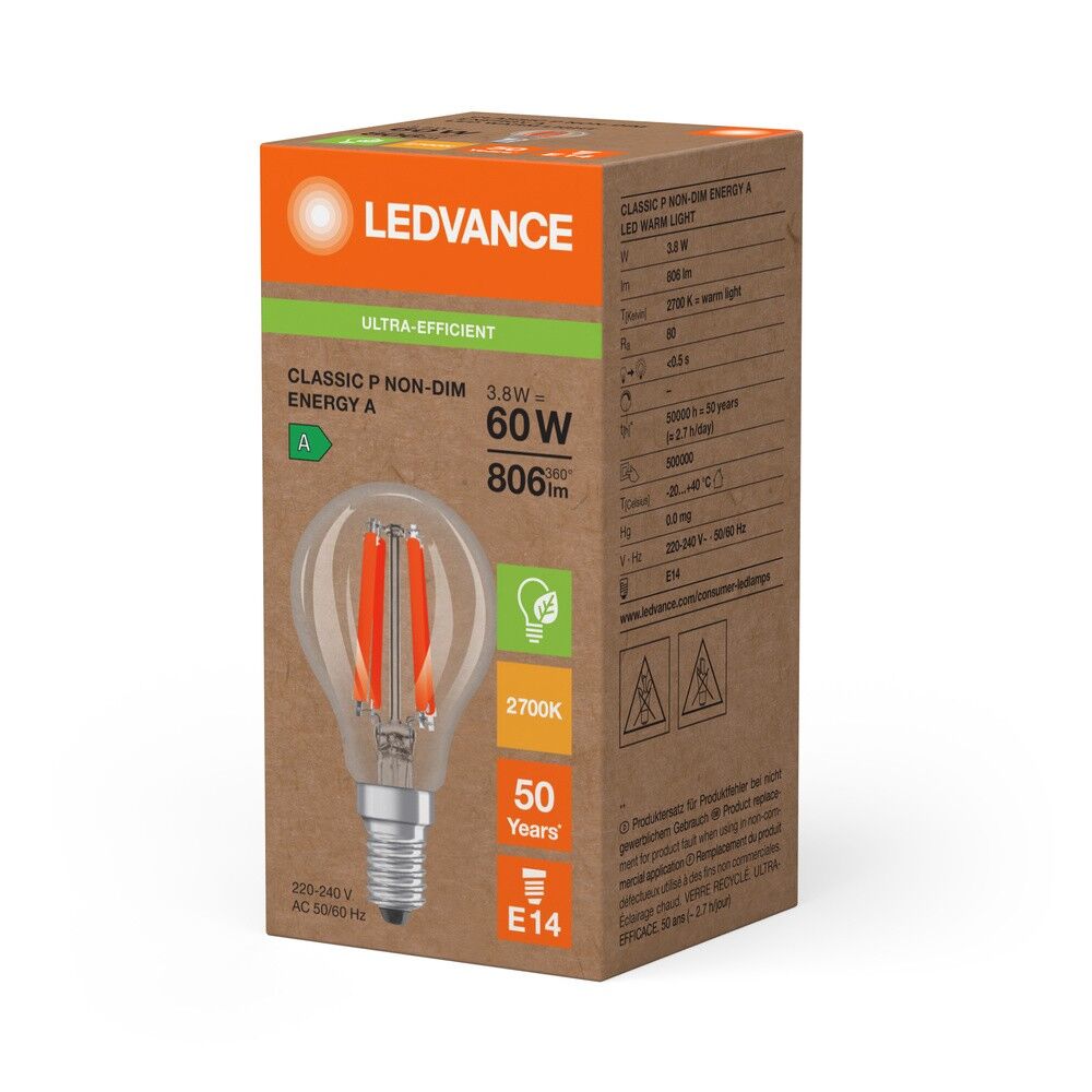 LED-Tropfenlampe E14 LCP60FilEEAS3.8827CL