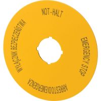 Schild Not-Halt D=90mm ge. M22-XAK15