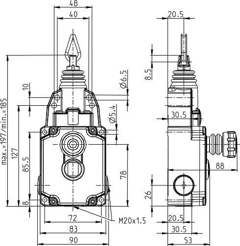 Seilzugschalter SRM-A2Z/U1Z-LU-175-E