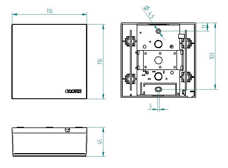 Elektromechanischer Gong GONG Quadro 100Bw/wa
